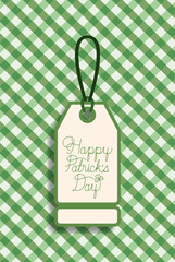 saint patricks day tag hanging with green background