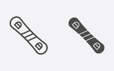 Snowboard filled and outline vector icon sign symbol