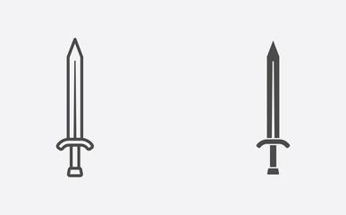 Sword filled and outline vector icon sign symbol