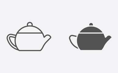 Teapot filled and outline vector icon sign symbol