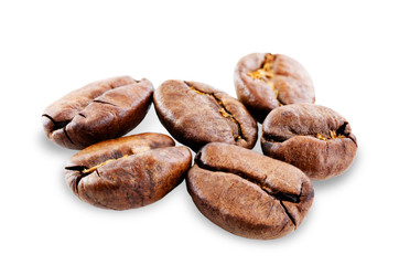 Coffee beans on a white background