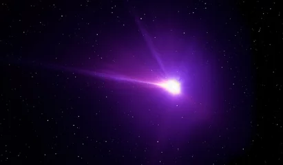 Glühender Komet am Sternenhimmel. 3D-Darstellung © Peter Jurik