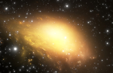 Bright quasar in deep space. Scientific space background