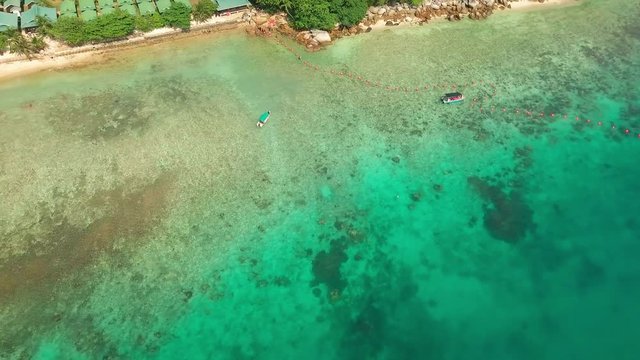 Aerial view of crystal clear waters at Perhentian Islands (Pulau Perhentian)