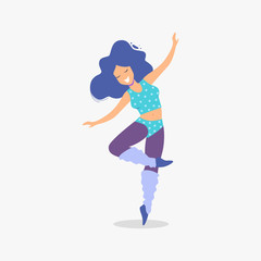 Fototapeta na wymiar Dancing fit woman trendy vector illustration. Healthy lifestyle concept