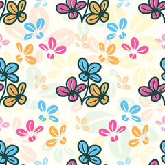 Seamless pattern with colorful flowers - Vector