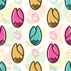 Seamless pattern with colorful flowers - Vector