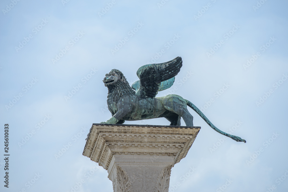 Wall mural famous winged lion on san marco square in venice, symbol of the film festival