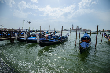 Fototapeta na wymiar Gondolas at the Piazza San Marco, Venice, Italy