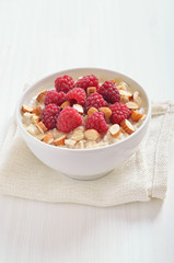 Oatmeal porridge with raspberries