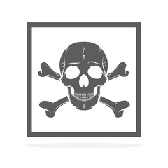 Skull and crossbones, warning icon. Vector illustration.