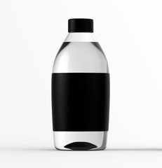 Glass Bottle Black Label And Cap Water Mockup 3d