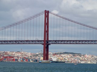 Lisbon; The bridge over the river Tago
