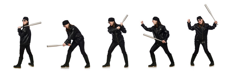 Woman hooligan isolated on the white