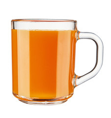 Glass cup of carrot juice isolated on white background. 