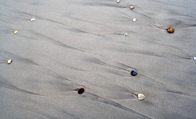 Water pebbles on the beach at Fire Island, Long Island .Suffolk County, New York.