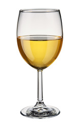 Glass white wine isolated on background.