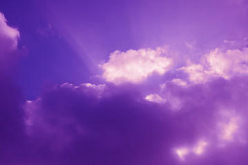 Beautiful sky pink purple lilac ultra violet sunrice time sunset clouds blue mood peace calm peaceful landscape rays through clouds