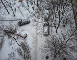 winter street in St. Petersburg, fork, top view