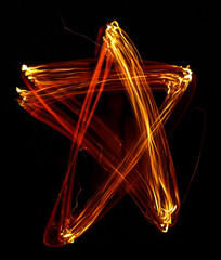 drawings by fire at night, experiment, abstraction, star