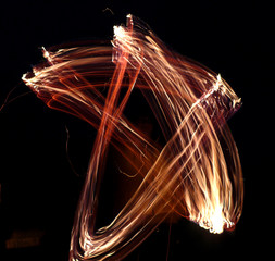 drawings by fire at night, experiment, abstraction, star