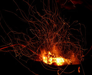 drawings by fire at night, experiment, abstraction