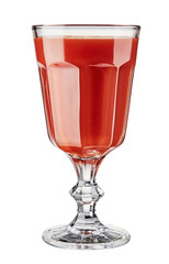 Glass with tomato juice isolated on white background. 