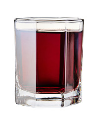 Glass with jiuce cherry isolated on white background. 