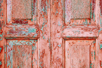 Wood background vintage wallpaper board multicolored blue door gray bright colore white green pink coral