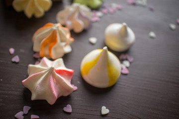 Fototapeta na wymiar multicolored meringue cookies