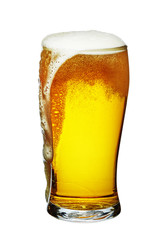 Glass of beer isolated on white background. 