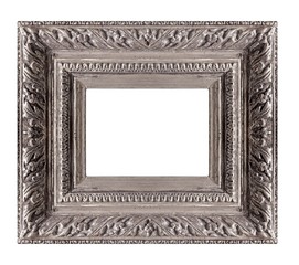 Silver frame for paintings, mirrors or photo isolated on white background