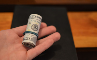 International bribe problem. Investment, financial, donation concept, or bribe, money offered in...
