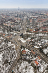 aerial view of the winter city landscape