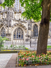 Aachen Cathedral exterior summer partial view, in Aachen, Germany