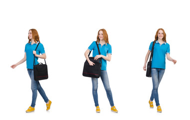 Fototapeta premium Young student isolated on white