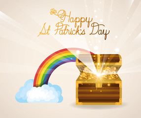 treasure chest with coins and saint patricks day font
