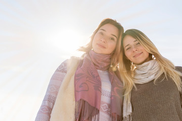 Fototapeta premium Portrait of two women with solar flare