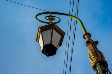 lamp post with antique shade