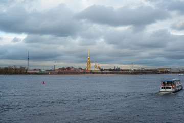 Fototapeta na wymiar Neva river embankment in St. Petersburg