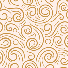 Abstract hand drawn doodle thin line wavy seamless pattern. Curly linear messy background. Vector illustration. 