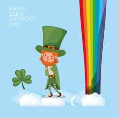 lemprechaun with rainbow saint patricks day font