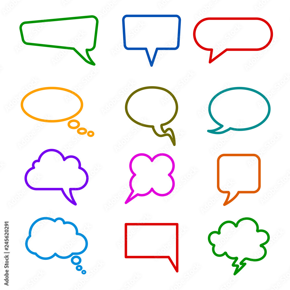 Poster Set different empty speech bubble, chat sign - stock vector