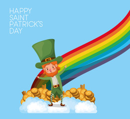 lemprechaun with rainbow saint patricks day font