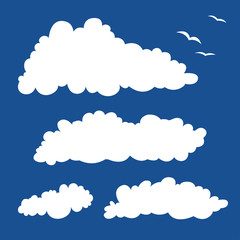 Set of blue sky, clouds. Cloud icon, cloud shape. Vector design element for logo, web and print. - Vector