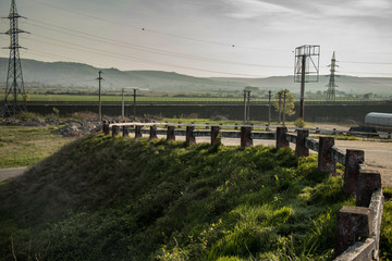 Curved road side and hillls