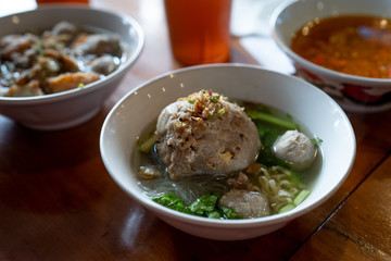 indonesian meatball with vegetable and soup