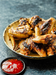 plate of barbecue chicken wing
