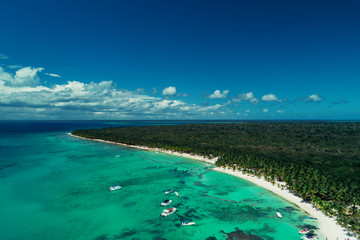 Aerial view of tropical island beach Saona, Dominican Republic