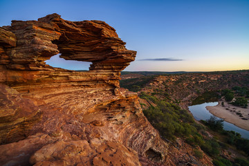 Fototapeta na wymiar before sunrise at natures window in kalbarri national park, western australia 7
